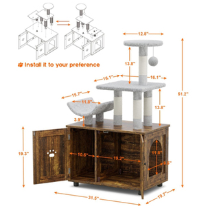 <span class=keywords><strong>Cat</strong></span> Tower Hängematte Kratz baum Holz Katzen toilette Gehäuse All-in-One-Spielzeug mit Katzen haus mit großer Plattform und Eigentums wohnung - Product Image 6