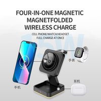 Nouvelle station de charge sans fil magnétique pliable 15W 4 en 1 avec support de chargeur sans fil veilleuse pour montre de téléphone et écouteurs