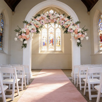Hochzeits-Kunstblumenarrangements im Waldstil, Gangmarkierungen, Bögen, Seidenrosen, Hortensien, Großhandel für Kirchen