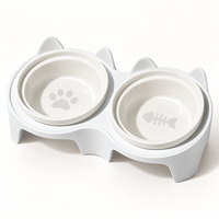 Bol pour chat en céramique portable, étanche, de haute qualité, à motif solide, double, pour l'eau et la nourriture des animaux de compagnie, 3-en-1, surélevé, pour l'intérieur
