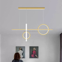 Lustre suspendu LED minimaliste contemporain, hauteur réglable, aluminium doré/noir, compatible AC, pour salle à manger intérieure et décoration intérieure