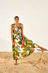 กระโปรงยาวเอวสูงสำหรับผู้หญิงกระโปรงแมกซี่ทรงเอแ<span class=keywords><strong>น</strong></span>ววินเทจพิมพ์ลายดอกไม้ดีไซน์ล่าสุดมีจีบ - Product Image 3