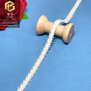 Wholesale Customizable 0.8cm Beige Pom Pom Lace Trim Exquisite Style Fluffy Lace Ribbon for Children's Clothing &amp; Lolita Apparel - Product Image 5