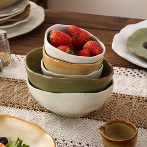 Service de vaisselle en céramique <span class=keywords><strong>vintage</strong></span> avec assiettes à bords ondulés, bols, tasses, vert menthe beige gaufré mat pour restaurant et café à la maison - Product Image 2