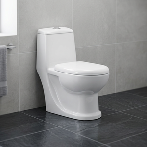 WC monobloc en céramique Dune européenne, chasse d'eau cyclonique, à poser au sol, blanc - Product Image 3