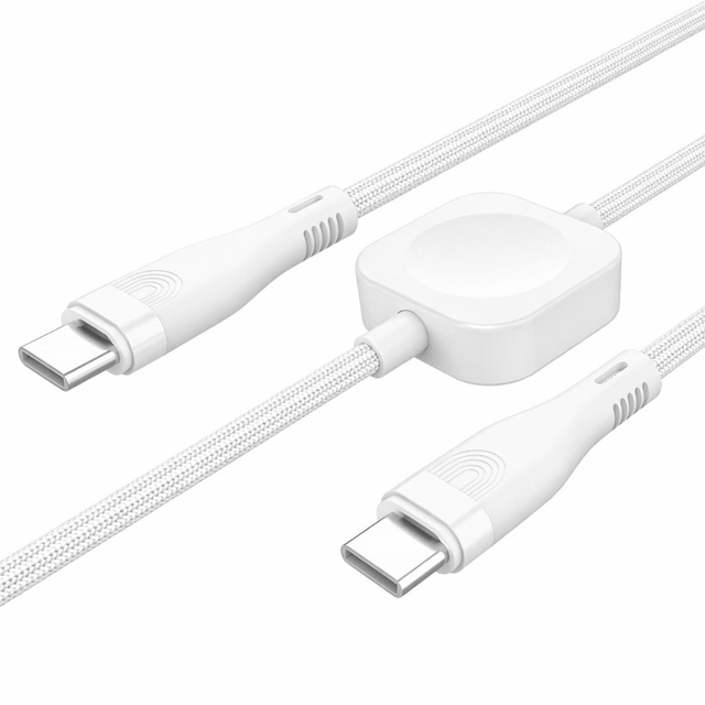 High Quality 2-in-1 Type-C to Type-C 60W USB Wireless Magnetic Fast Charging Data Cable for Watch & Mobile Phone 1-2meters