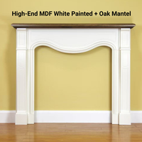 Cheminée moderne haut de gamme pour salon en MDF, finition bicolore blanc et chêne, vente en gros, MOQ 20