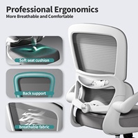 Chaise de bureau ergonomique avec soutien lombaire réglable, chaise de bureau en maille pour ordinateur, pour le bureau à domicile, chaise de bureau confortable pour PC