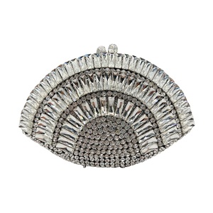 Women Elegant Shell Crystal Evening Bag Shinny Rhinestones Clutch Purse Removable Chain Handbag for Prom Night Out - Product Image 5