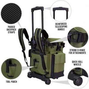 Échantillon Gratuit : Sac à Dos de Pêche Vert Imperméable Grande Capacité avec Porte-Cannes et Roulettes pour Matériel de Pêche Sportive - Product Image 3