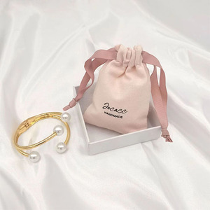 High Quality Jewelry Pouch Custom Size Muslin Pink Cotton Canvas Drawstring <b>Bag</b> Cosmetic Pouch with <b>String</b> with Logo - Product Image 5