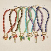 Ensemble de colliers en pierres précieuses naturelles faits à la main SongYi, améthyste, turquoise, lapis-lazuli, charme poisson, bijoux bohèmes, cadeau pour femmes
