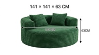 Canapé-lit circulaire moderne de designer en tissu velours côtelé, avec fonction de compression, OEM