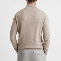 Pull Homme Personnalisé en Tricot Laine Mérinos Cachemire Col Demi-Zip Couleur Unie pour Printemps Automne Hiver
