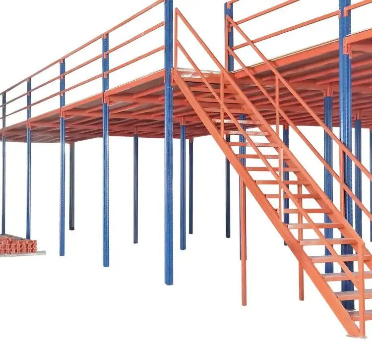 Rak gudang industri rak Mezzanine rak penyimpanan baja Platform Mezzanine sistem rak lantai