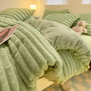 Двусторонний утолщенный пододеяльник из молочного флиса (полиэстер, 200 ТС), зимний комплект постельного белья из четырех предметов для дома и отелей - Product Image 4