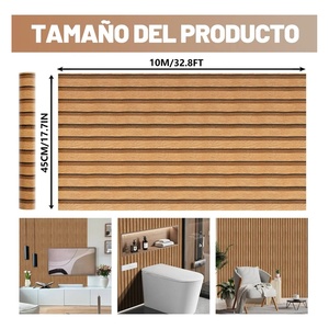 Papel Tapiz Autoadhesivo 3D con Diseño de Madera, Revestimiento Decorativo para Pared de 10m x 45cm, Fácil de Instalar - Product Image 6