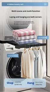 Support de rangement coulissant pour <span class=keywords><strong>machine</strong></span> <span class=keywords><strong>à</strong></span> <span class=keywords><strong>laver</strong></span>, porte-vêtements empilable, support de suspension dissimulé <span class=keywords><strong>au</strong></span>-<span class=keywords><strong>dessus</strong></span>, support de séchage empilable - Product Image 2