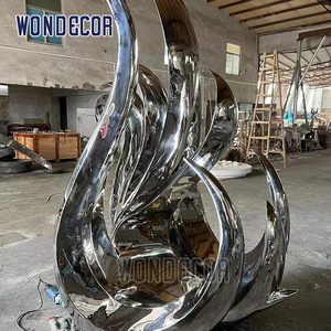Wondecor lớn ngoài trời hiện đại trừu tượng thép không gỉ thiên nga điêu khắc động vật tượng - Product Image 6
