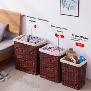 Cesto Grande Cuadrado de Mimbre Natural para Ropa Sucia con Tapa, Estilo Rústico, para Dormitorio, Hotel, Baño, Balcón, Lavandería - Product Image 3