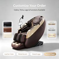 Fauteuil de massage de luxe à double moteur avec compresse chaude, manipulateur, commande vocale intelligente, massage shiatsu complet du corps