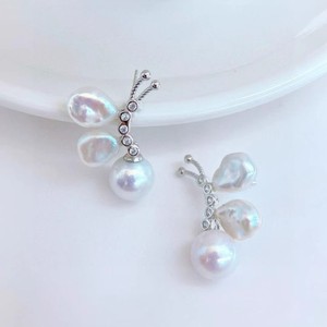 22577 DIY <b>Pearl</b> Accessories S925 <b>Silver</b> Earnail Empty Tray Butterfly <b>Silver</b> Jewelry <b>Earrings</b> with 4-9mm Round Beads - Product Image 1