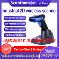 Lecteur de codes-barres sans fil portable Scanhome SH-5000-HD, capteur CMOS, vitesse de numérisation 30F/S, lecteur de codes QR, certifié COM/USB FCC, garantie 1 an