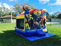 Mini appareil à rebond gonflable commercial, château de chantier de Justice League, moonwalk, Corona, Brinca
