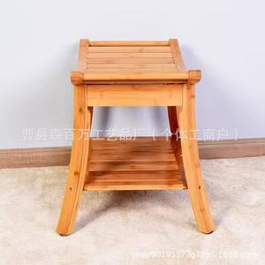 <b>Bamboo</b> Bathroom <b>Stool</b> With Storage Shelf 59.4X33X45.9 Cm Minimalist Design For Shower Room And Shoe Changing - Product Image 4