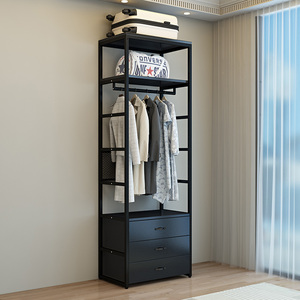 [Version haute] Étagère à tiroirs, Porte-vêtements en métal, Étagère de rangement ouverte, Étagère à assembler, Porte-manteau avec tiroirs - Product Image 1