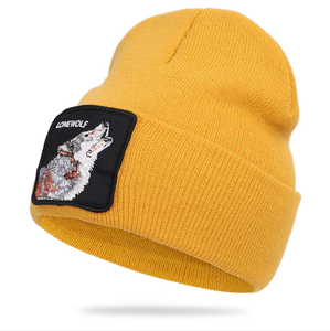 Hip hop estilo bordado animal cálido de punto de lana de sombrero para la gente joven - Product Image 1