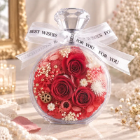 Ornement en forme de bouteille de parfum avec rose véritable préservée, multicolore, décoration florale pour la maison, pièce décorative de table