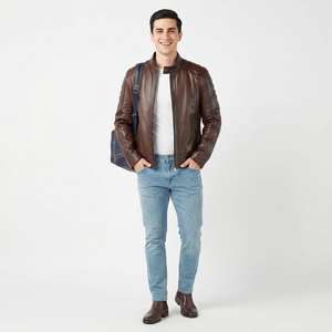 Veste en cuir pour homme à manches longues, design unique, couleur attrayante, produit à succès, meilleure veste slim pour homme pour l'hiver - Product Image 1