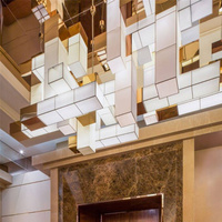 Lustre moderne de luxe sur mesure, grand rectangle, design artistique, pour plafond haut, centre de vente, luminaires suspendus en verre