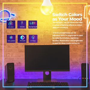 <span class=keywords><strong>Ampoule</strong></span> LED intelligente WIFI A19 en plastique 9W E27 36V Résidentielle Télécommande Dimmable Certifiée CE Température de <span class=keywords><strong>couleur</strong></span> RVB - Product Image 4