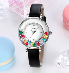 Montres SKMEI 2041 pour filles, bracelet en cuir véritable argenté, montre pour femmes, montre sport à quartz tendance pour femmes, Reloj Montres - Product Image 2