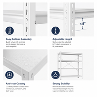 Étagères de rangement en acier blanc robustes à 4 niveaux, système de rayonnage métallique à hauteur réglable pour magasins de détail et garde-manger