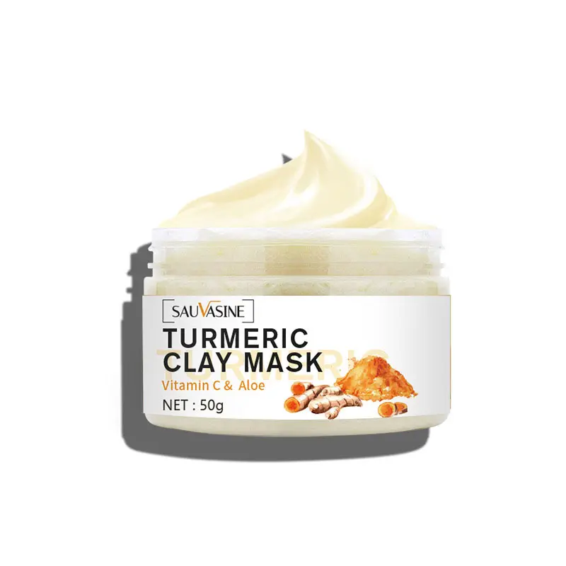 Produits de beauté de marque privée Curcuma Vitamine C Masque à l'argile pour le visage Nettoyage en profondeur de la peau Exfolie Masques à la boue végétalienne