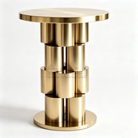 Table de bar ronde en acier inoxydable avec base cylindrique, table haute pour cocktails, idéale pour la maison, les clubs, les hôtels, les halls d'entrée, table haute pour événements, mobilier