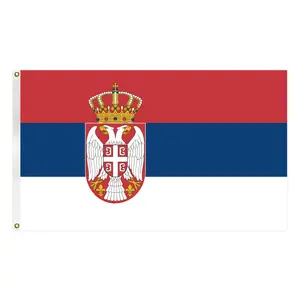 Baru kedatangan kualitas tinggi 3x5FT poliester Harga Murah Serbia bendera negara bendera kustom dengan dua grommet