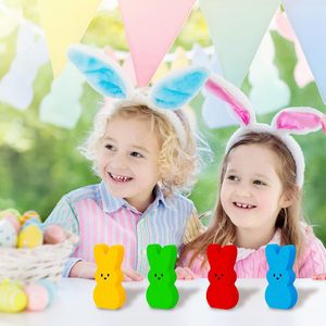 Mdf Wooden Rabbit Crafts <b>Easter</b> Diy <b>Ornaments</b> Irregular Shape Pack Of 4 Animal Theme Party Decor - Product Image 3