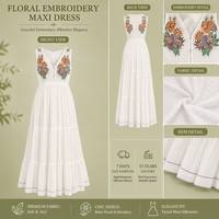 Robe longue trapèze blanche imprimée florale pour femme, col en V, sans manches, style bohème, pour la plage et les vacances, personnalisable OEM/ODM, MOQ 50 pièces