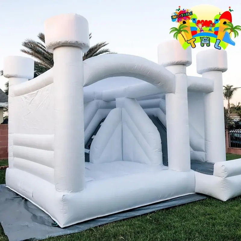 Party Events Spielplatz Springen Türsteher Rutsche Hochzeit Hüpfburg Aufblasbare White Bounce House Combo Hochzeits ballons