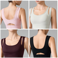 Soutien-gorge de yoga respirant 2-en-1 double couche avec dos en U et bretelles ajustables pour la course et le fitness