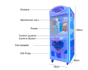 Máquina de grúas clásica con embalaje blíster, cristal templado, luz degradada colorida, máquina de muñecas personalizable, 120W 110/220V - Product Image 6