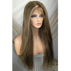26inch lungo sexy brown biondo mette in evidenza diritto serico dei capelli umani bleach nodi brasiliani del virgin glueless parrucca piena del merletto - Product Image 1