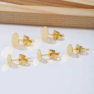 Postes para pendientes chapados en oro de 18 quilates, redondos y planos, aguja de plata de ley 925, accesorios para la fabricación de pendientes A21F - Product Image 4