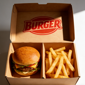 Emballage personnalisé avec logo, écologique, biodégradable, jetable, pour hamburgers de restauration rapide, carton ondulé gaufré - Product Image 6
