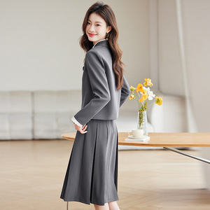 Women's Suit Set Midi Skirt Full Sleeve Polyester Anti-Wrinkle Office Lady Style - Product Image 4