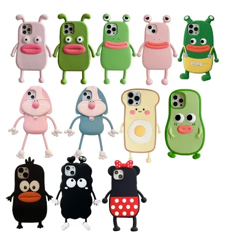 Für iPhone 14 Plus 13pro 12pro Cartoon Niedliche Tier Silikon Mobile Abdeckungen Für iPhone 13 12 i11 Pro Max 3D Hülle Fundas Coque